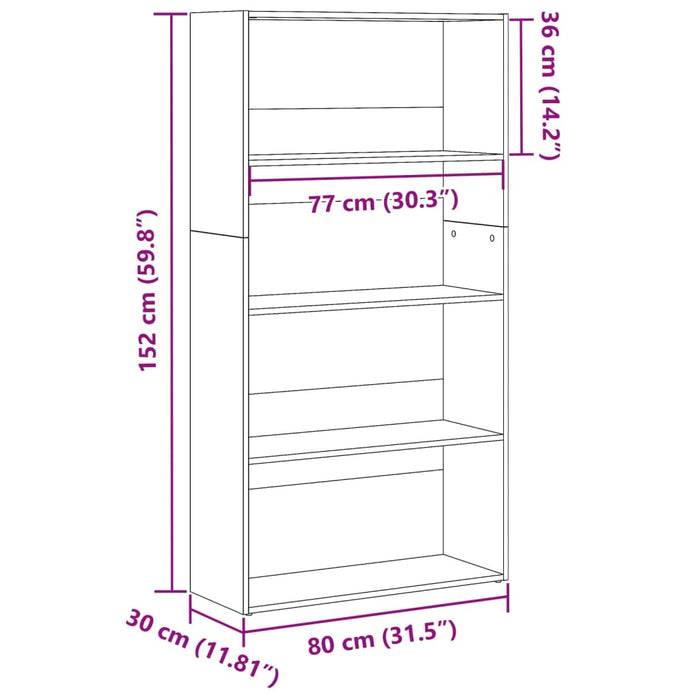 Bibliotecă Beton Gri 80x30x152 cm Lemn de inginerie