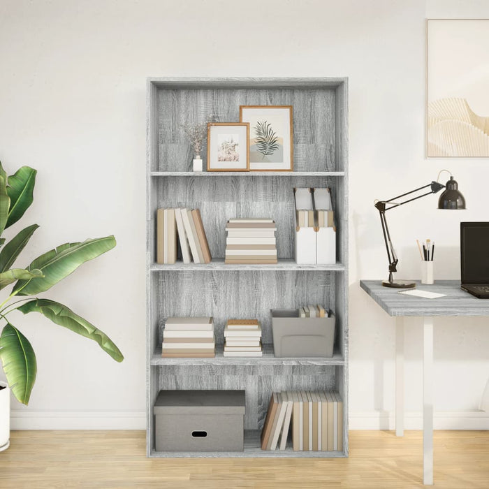 Етажерка за книги Grey Sonoma 80x30x152 cm Engineered Wood