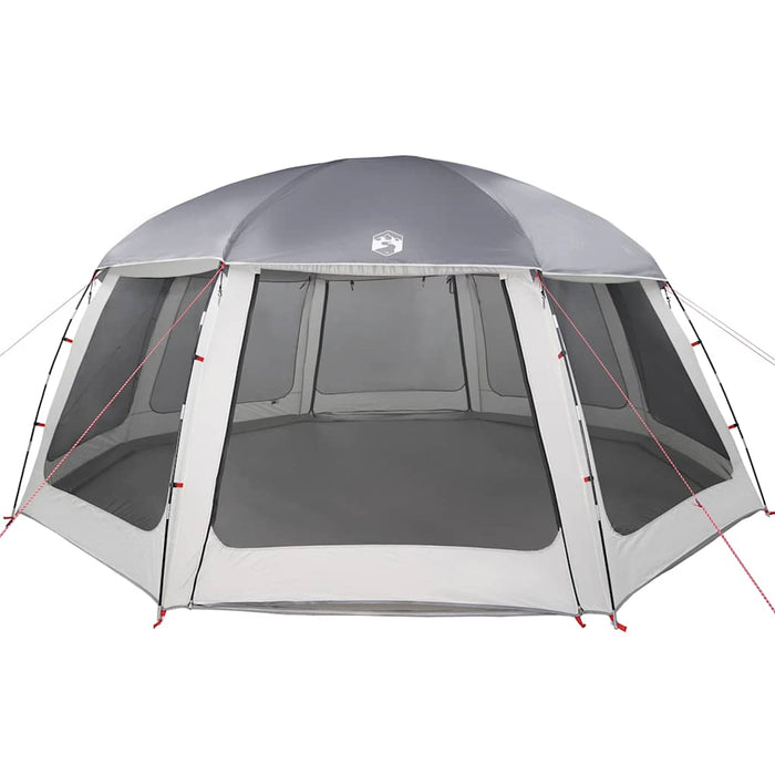 Pool Tent with Removable Fly & Mesh Walls Grey 612x612 cm