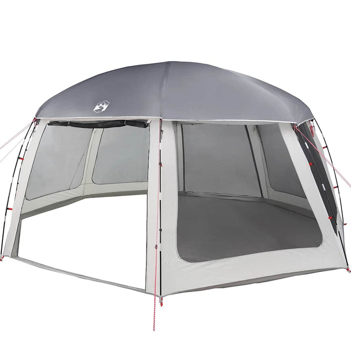 Pool Tent with Removable Fly & Mesh Walls Grey 612x612 cm