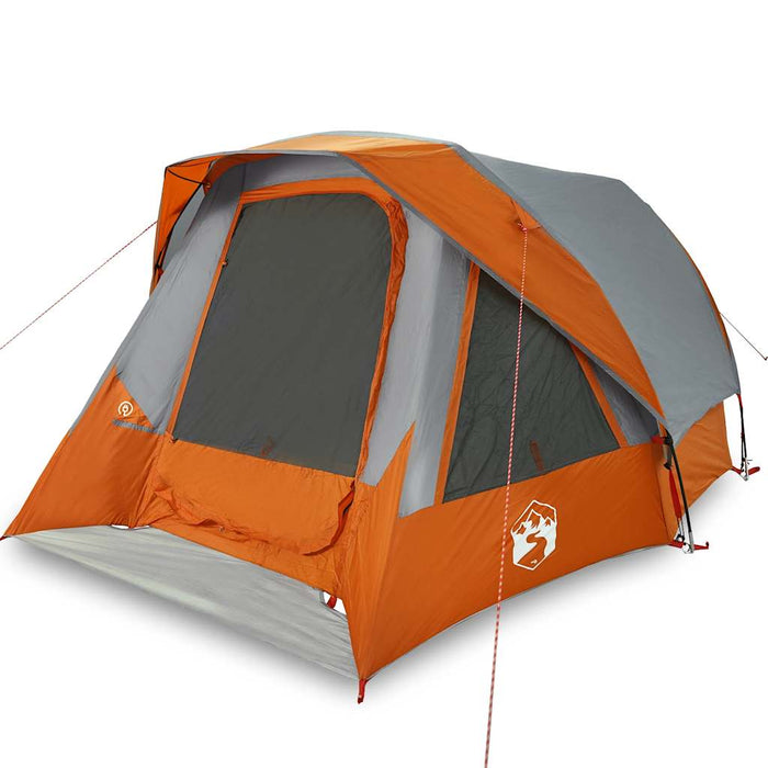 Camping Tent Cabin 4-Person Grey and Orange Waterproof