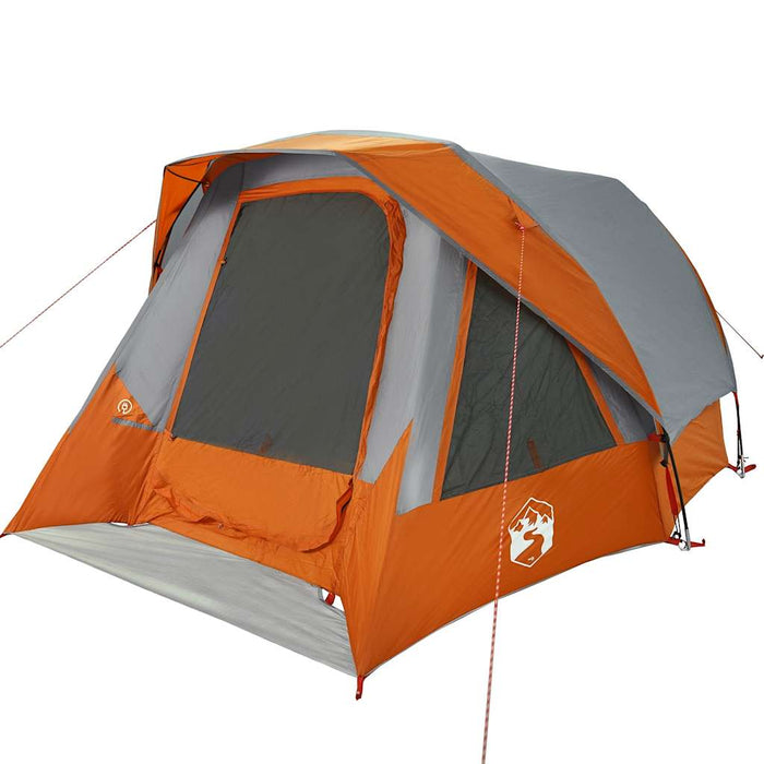 Camping Tent Cabin 4-Person Grey and Orange Waterproof