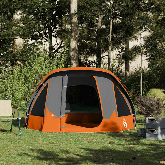 Camping Tent Cabin 4-Person Grey and Orange Waterproof