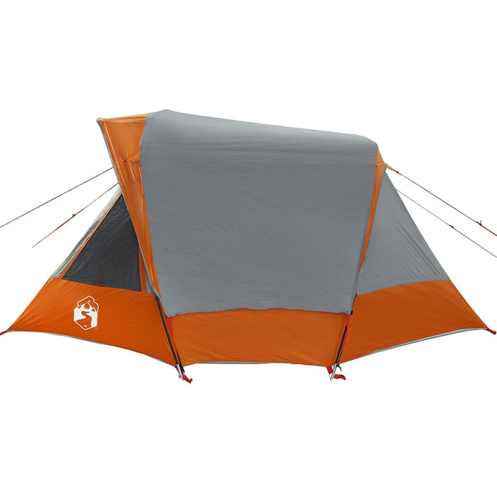 Camping Tent Cabin 4-Person Grey and Orange Waterproof