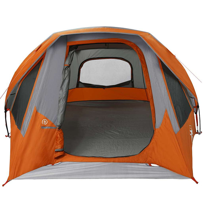 Camping Tent Cabin 4-Person Grey and Orange Waterproof