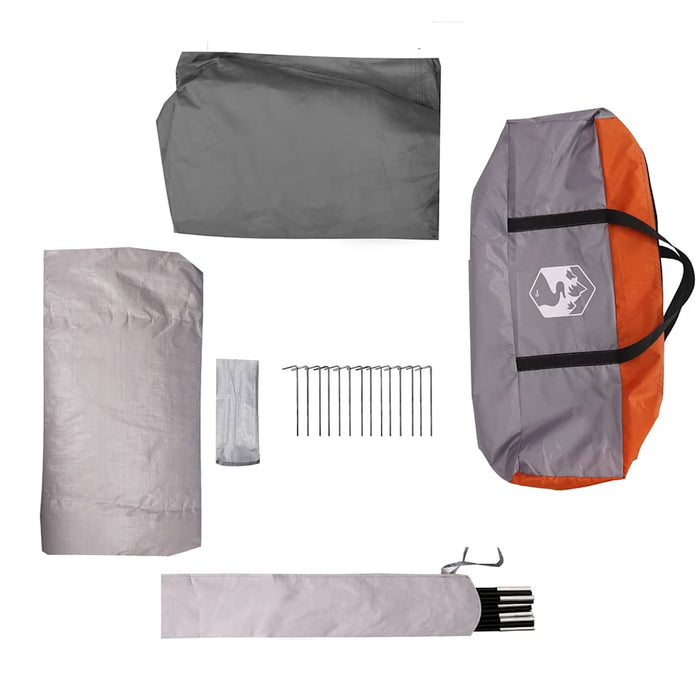 Family Tent Cabin 6-Person Grey and Orange Waterproof