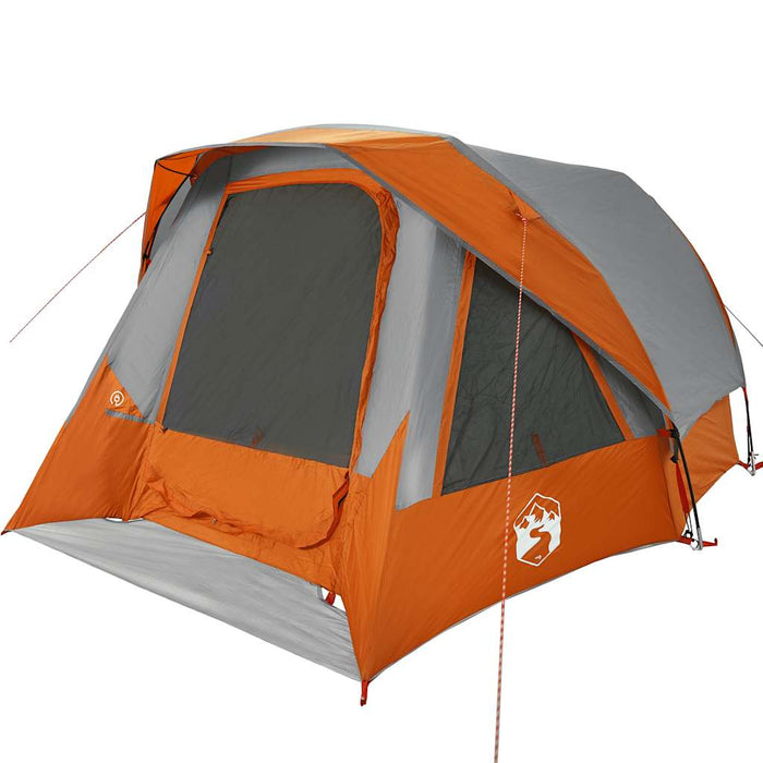 Family Tent Cabin 6-Person Grey and Orange Waterproof