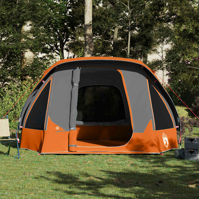 Family Tent Cabin 6-Person Grey and Orange Waterproof