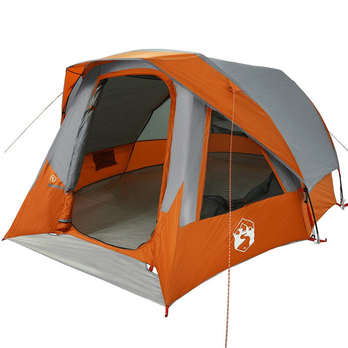 Family Tent Cabin 6-Person Grey and Orange Waterproof