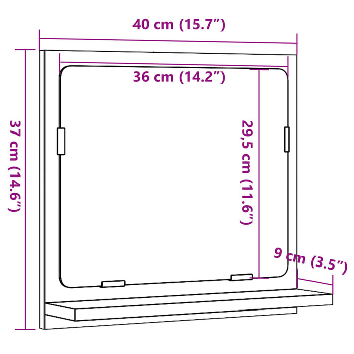 Шкаф за огледало за баня дъб сонома 40x11x37 см инженерно дърво