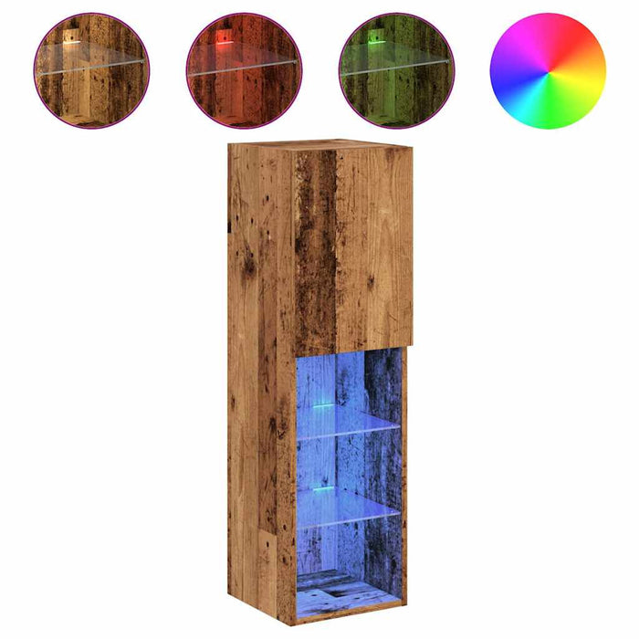 TV Cabinets with LED Lights 2 pcs Old Wood 30.5x30x102 cm