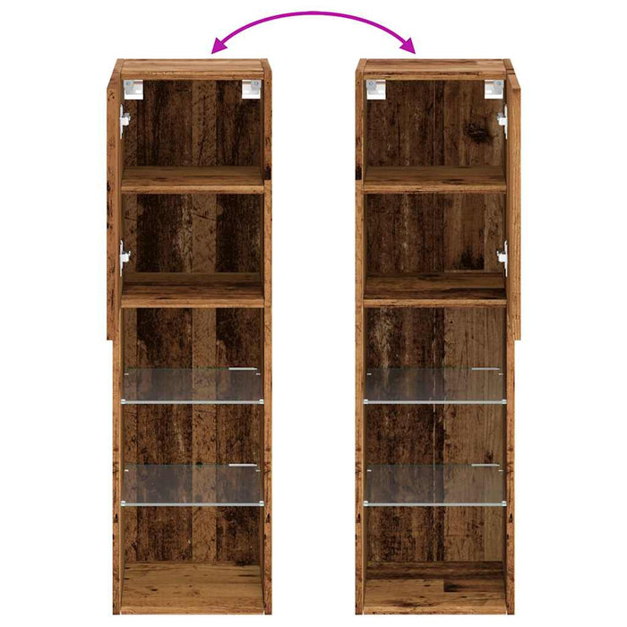 TV Cabinets with LED Lights 2 pcs Old Wood 30.5x30x102 cm