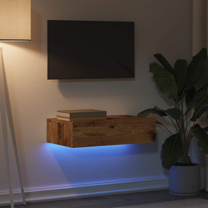 TV Cabinet with LED Lights Old Wood 60x35x15.5 cm