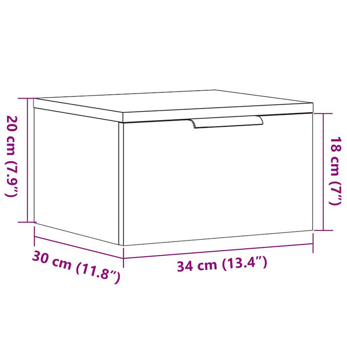 Прикроватная тумбочка настенная Старое дерево 34x30x20 см