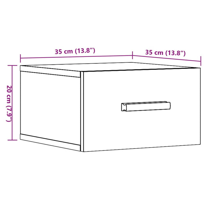 Прикроватная тумбочка настенная Старое дерево 35x35x20 см