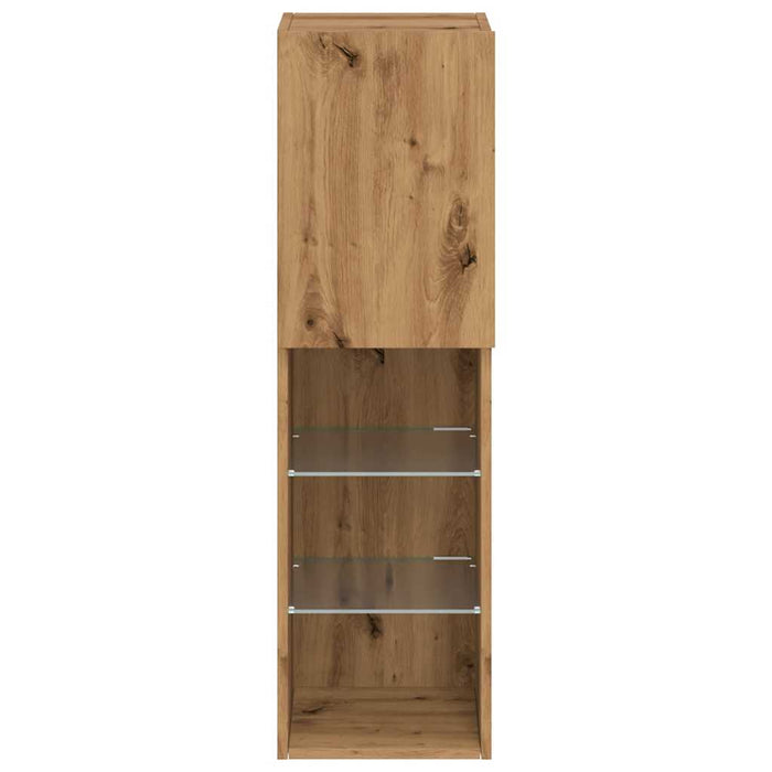 TV Cabinets with LED Lights 2 pcs Artisian Oak 30.5x30x102 cm