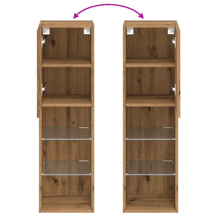 TV Cabinets with LED Lights 2 pcs Artisian Oak 30.5x30x102 cm