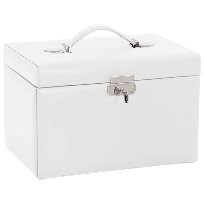 Jewellery Box 3-Layer with Mirror Lockable White 26x18x17.5 cm