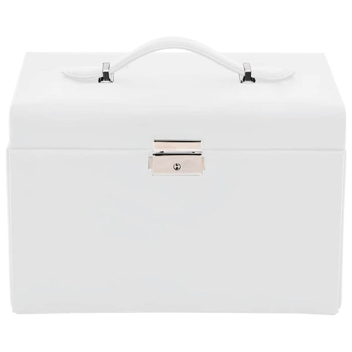 Jewellery Box 3-Layer with Mirror Lockable White 26x18x17.5 cm