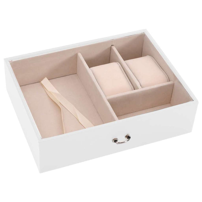 Jewellery Box 3-Layer with Mirror Lockable White 26x18x17.5 cm