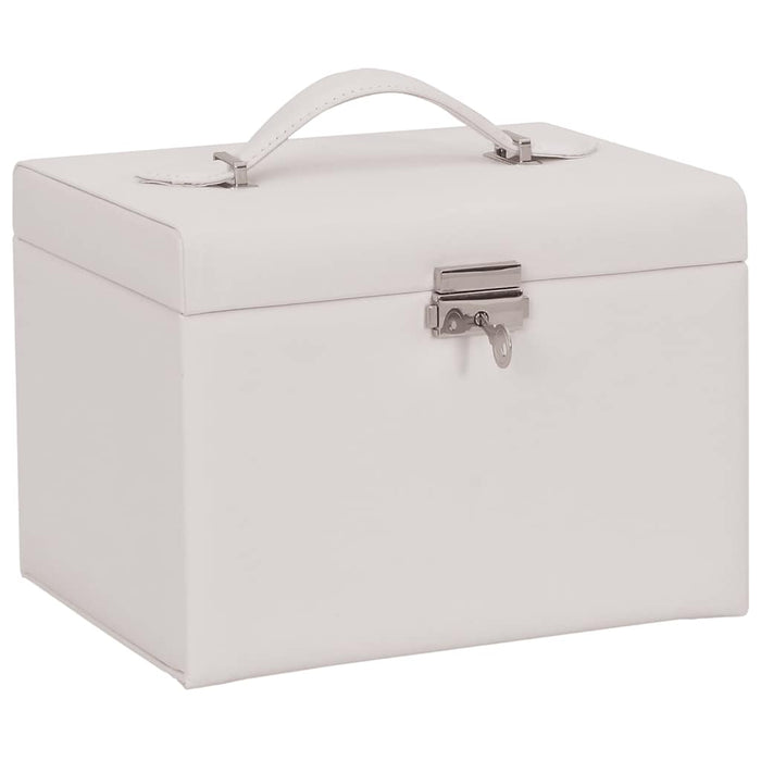 Jewellery Box 4-Layer with Mirror Lockable White 22.5x17.5x16.5 cm