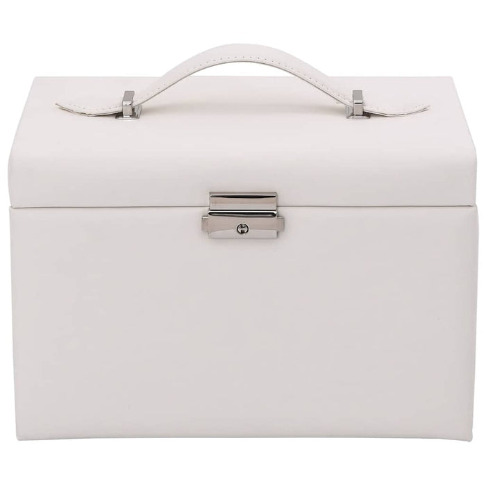 Jewellery Box 4-Layer with Mirror Lockable White 22.5x17.5x16.5 cm