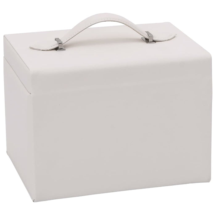 Jewellery Box 4-Layer with Mirror Lockable White 22.5x17.5x16.5 cm