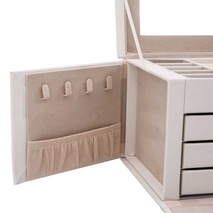 Jewellery Box 4-Layer with Mirror Lockable White 22.5x17.5x16.5 cm