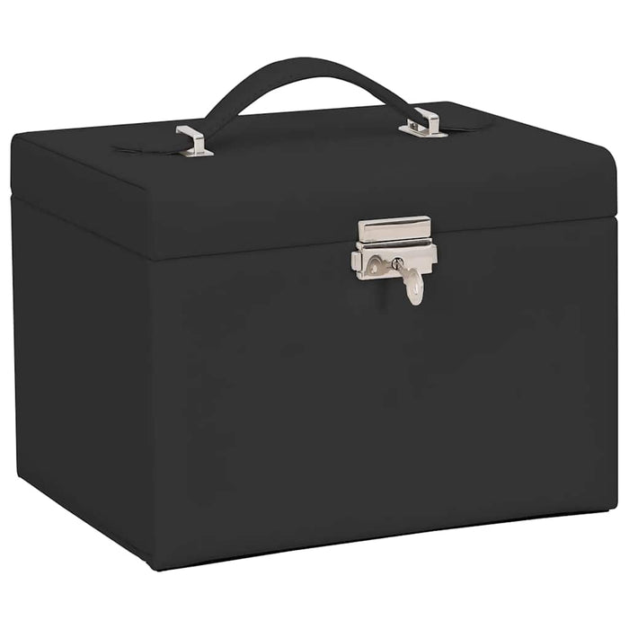 Jewellery Box 4-Layer with Mirror Lockable Black 22.5x17.5x16.5 cm