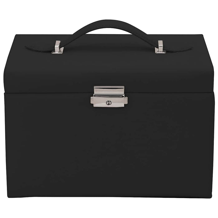 Jewellery Box 4-Layer with Mirror Lockable Black 22.5x17.5x16.5 cm