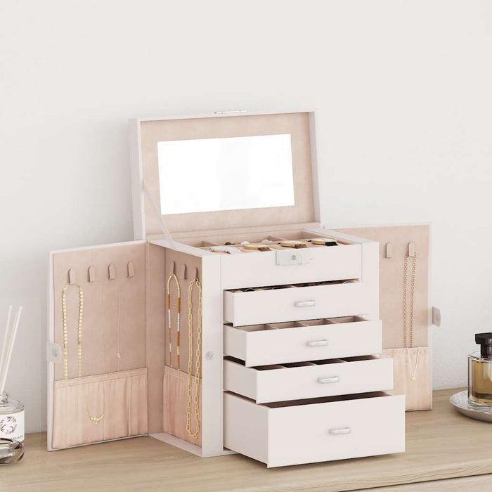 Jewellery Box 5-Layer with Mirror Lockable White