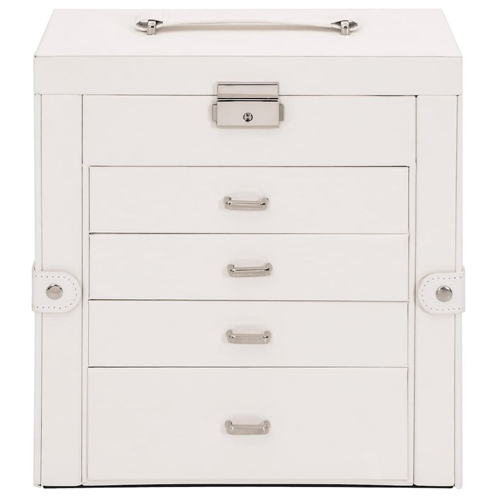 Jewellery Box 5-Layer with Mirror Lockable White