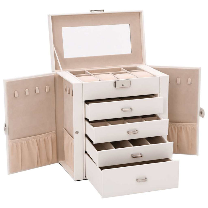 Jewellery Box 5-Layer with Mirror Lockable White