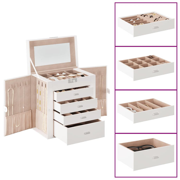 Jewellery Box 5-Layer with Mirror Lockable White