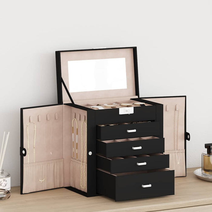 Jewellery Box 5-Layer with Mirror Lockable Black