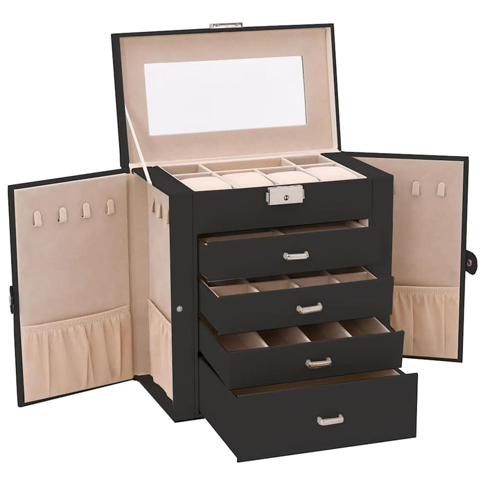 Jewellery Box 5-Layer with Mirror Lockable Black