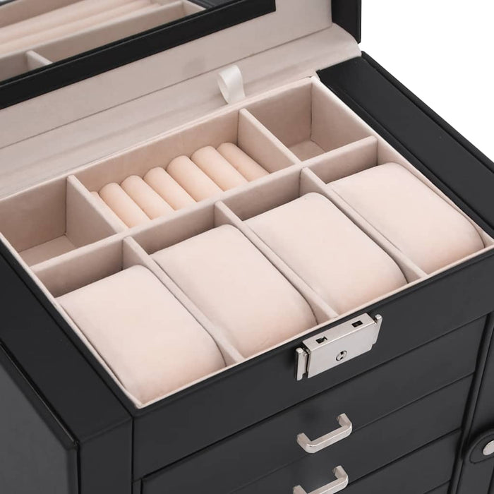 Jewellery Box 5-Layer with Mirror Lockable Black