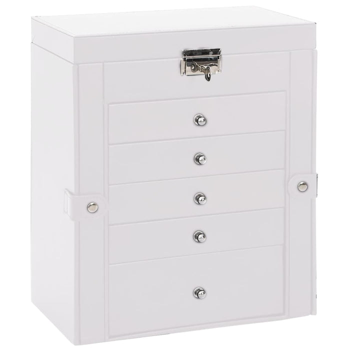 Jewellery Box 6-Layer with Mirror Lockable White