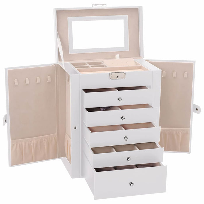 Jewellery Box 6-Layer with Mirror Lockable White