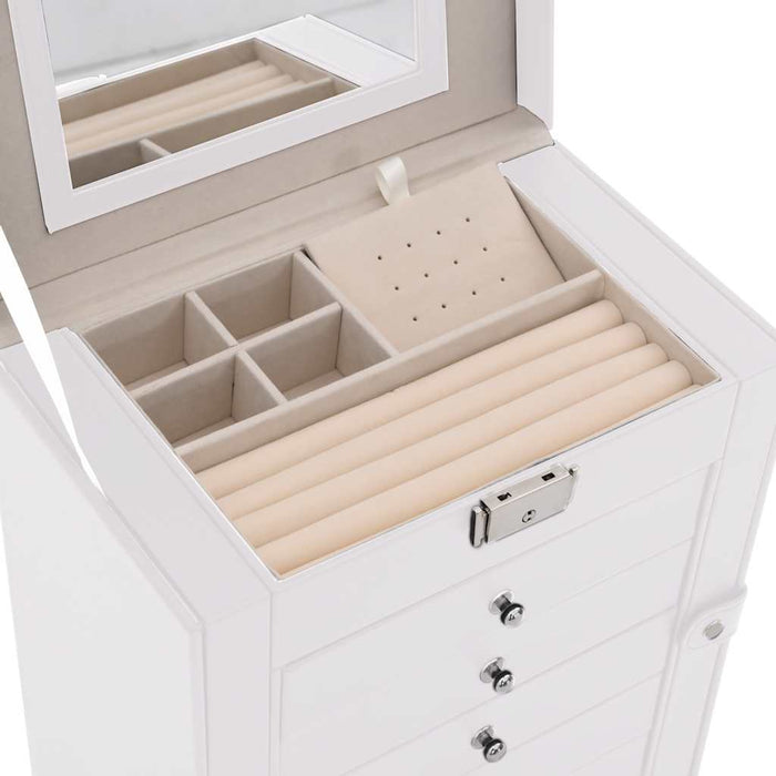 Jewellery Box 6-Layer with Mirror Lockable White