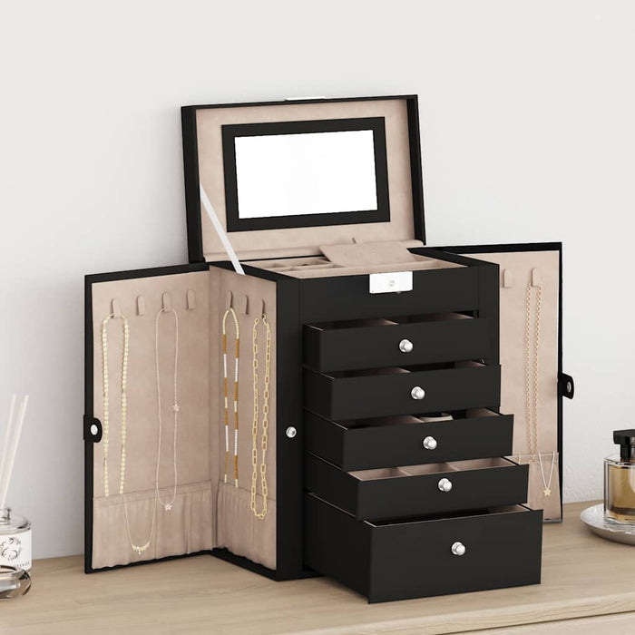 Jewellery Box 6-Layer with Mirror Lockable Black