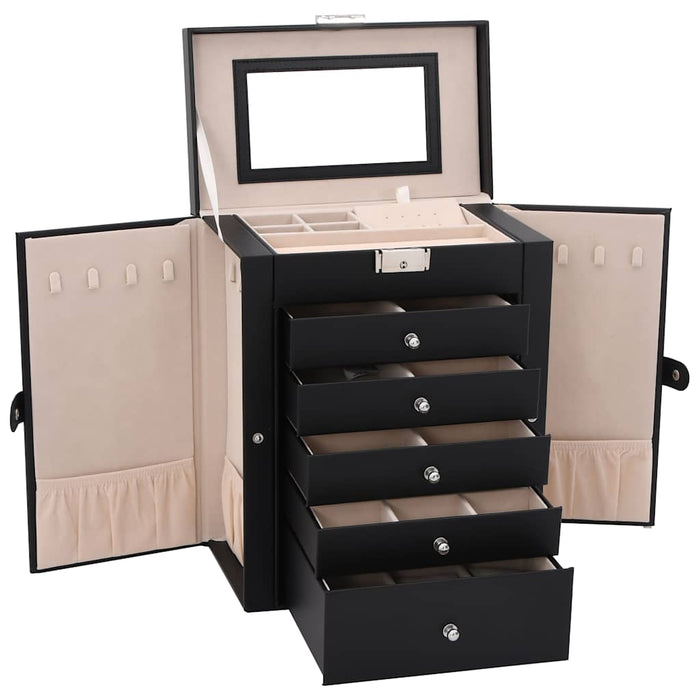 Jewellery Box 6-Layer with Mirror Lockable Black