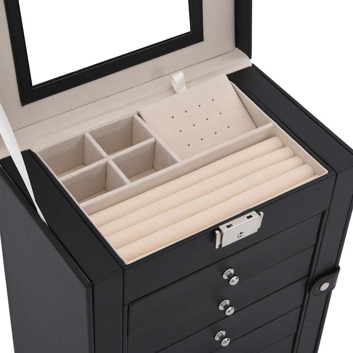 Jewellery Box 6-Layer with Mirror Lockable Black