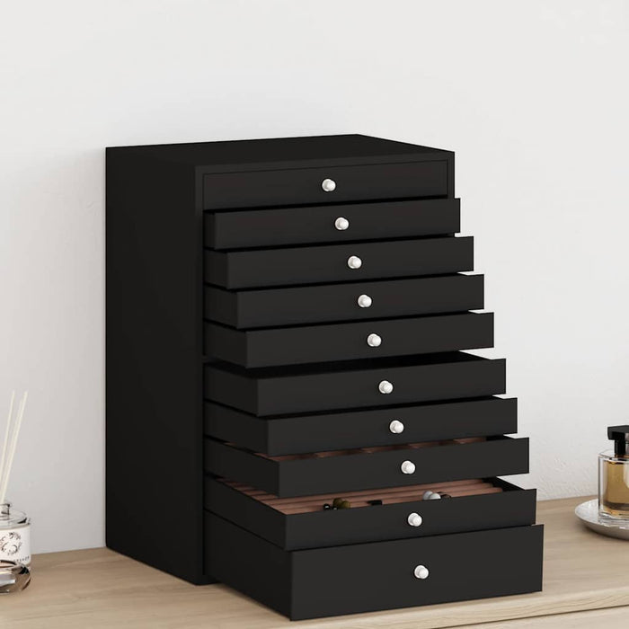 Jewellery Box 10-Layer with Watch Holders Black 29x20.5x40.5 cm