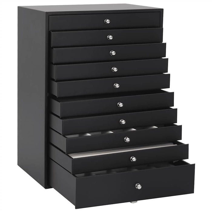 Jewellery Box 10-Layer with Watch Holders Black 29x20.5x40.5 cm