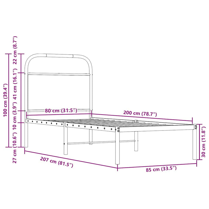 Bed Frame Without Mattress 80x200 cm Smoked Oak Engineered Wood