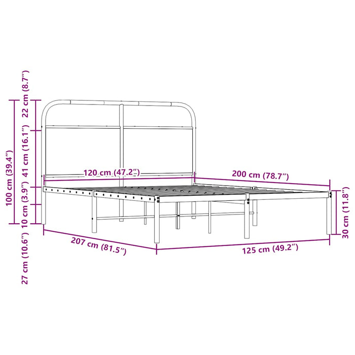 Рамка за легло без матрак 120x200 см опушен дъб инженерно дърво