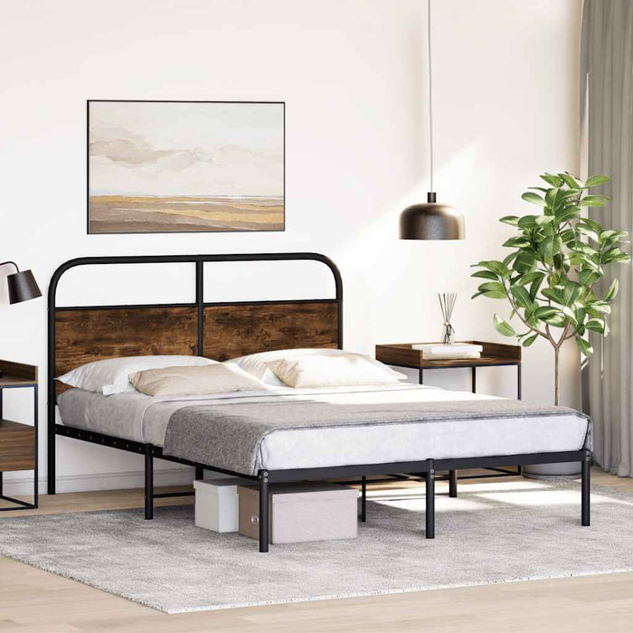 Bed Frame Without Mattress 140x200 cm Smoked Oak Engineered Wood