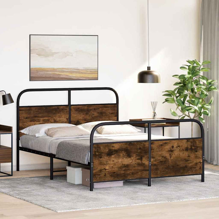 Bed Frame Without Mattress 120x200 cm Smoked Oak Engineered Wood