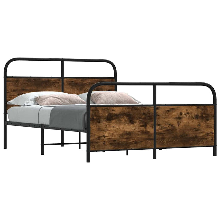 Bed Frame Without Mattress 120x200 cm Smoked Oak Engineered Wood